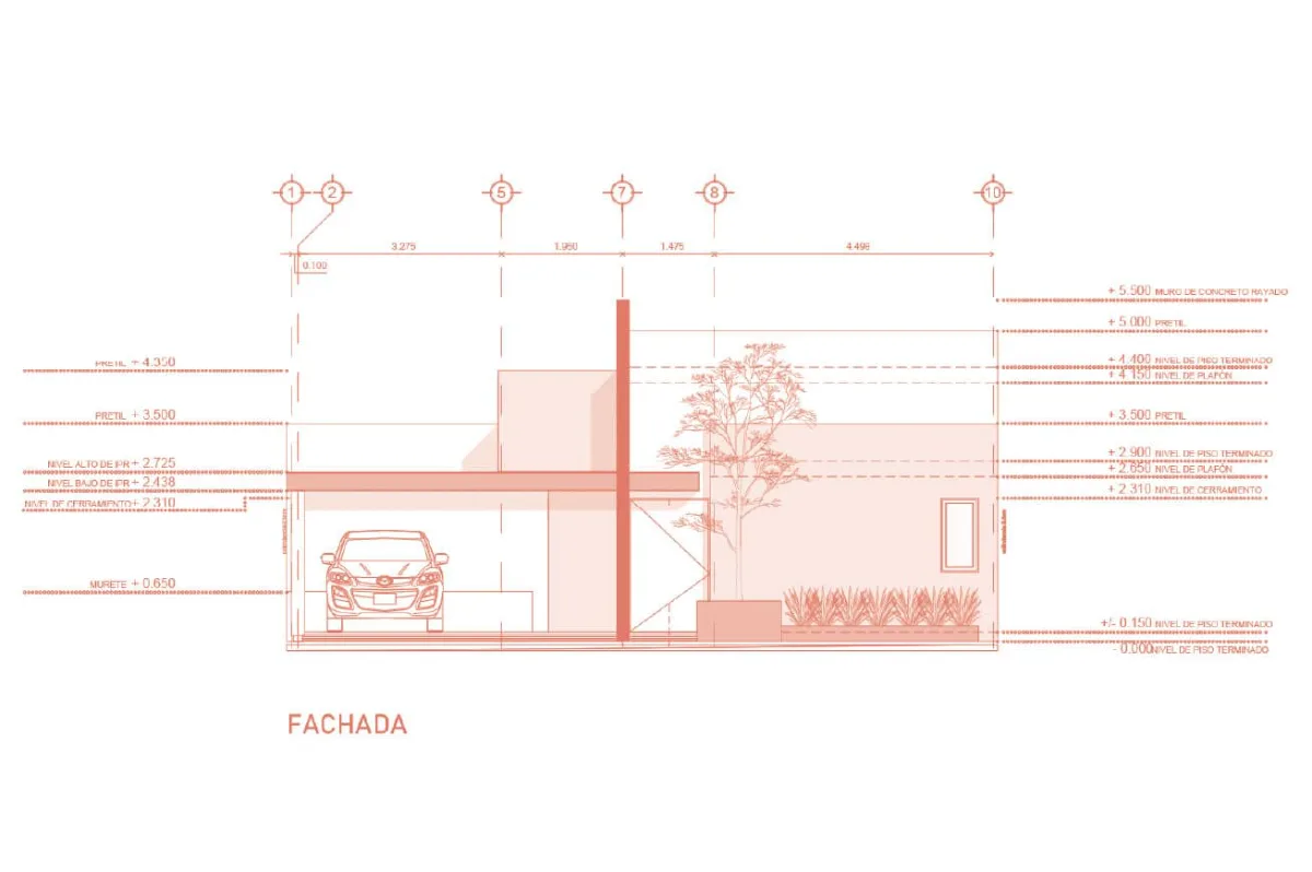 Casa CAED — fachada Fachada arquitectónica de Casa CAED, Corregidora, Querétaro