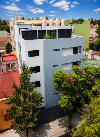 Proyecto de inversión Zirahuén, CDMX Fachada del desarrollo de inversión Zirahuén en la Ciudad de México