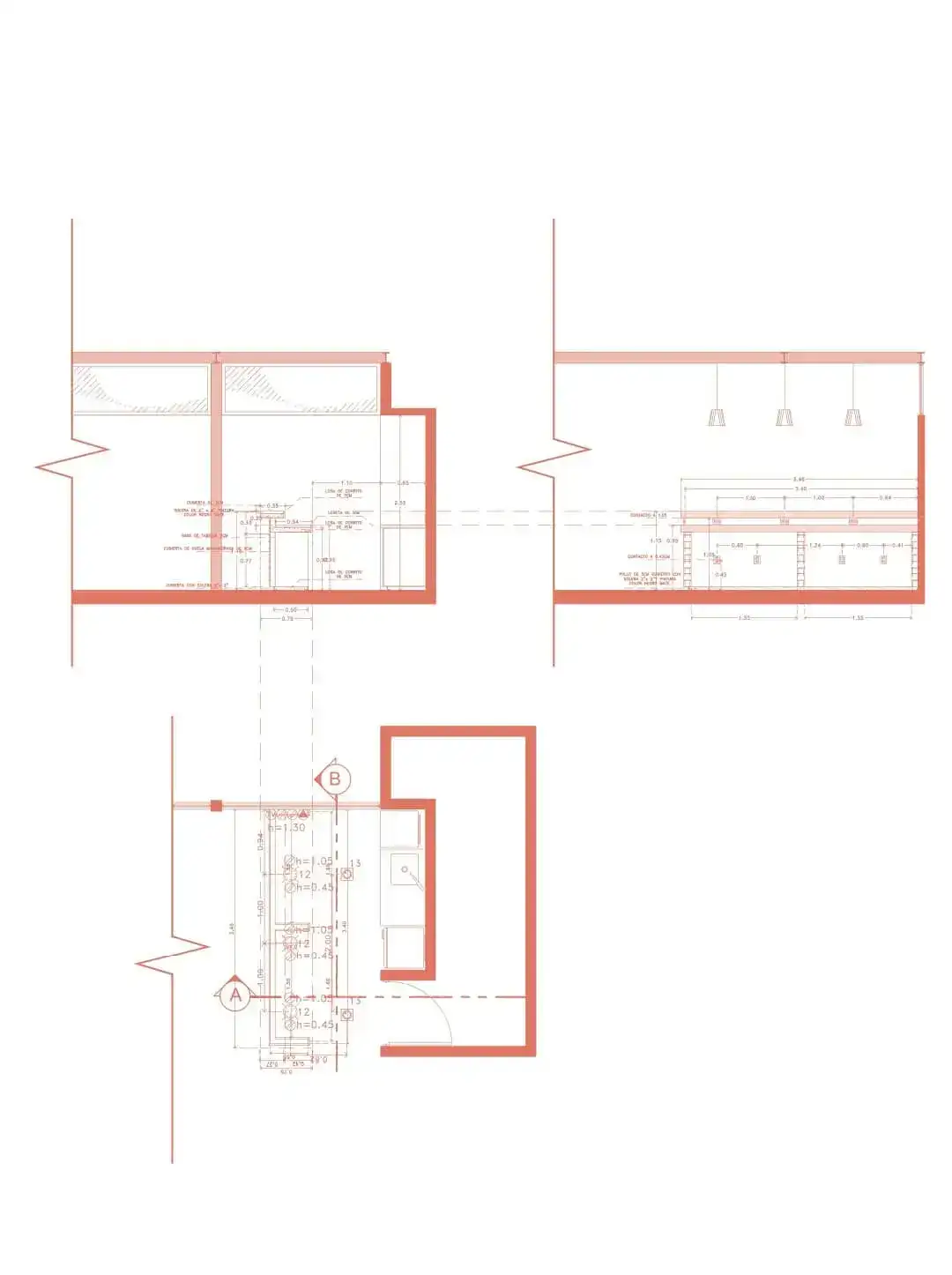 Terraza Edco — planta baja y cortes Planta baja y cortes constructivos de la ampliación de Terraza Edco, Corregidora, Querétaro